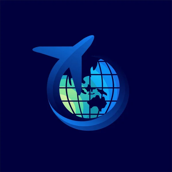 Seyahat Logosu Dünya Konsepti — Stok Vektör