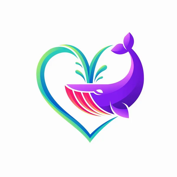 Whale Lovers Logo Love Concept — Stock Vector