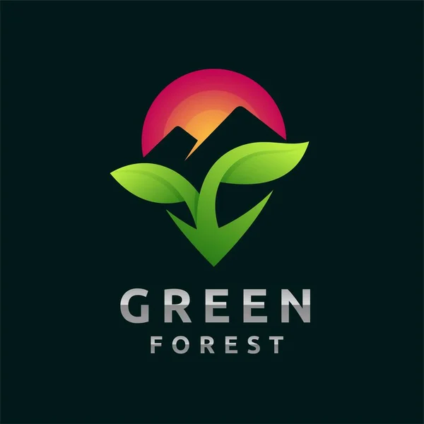 Grüne Wald Logo Mit Farbverlauf Logo — Stockvektor