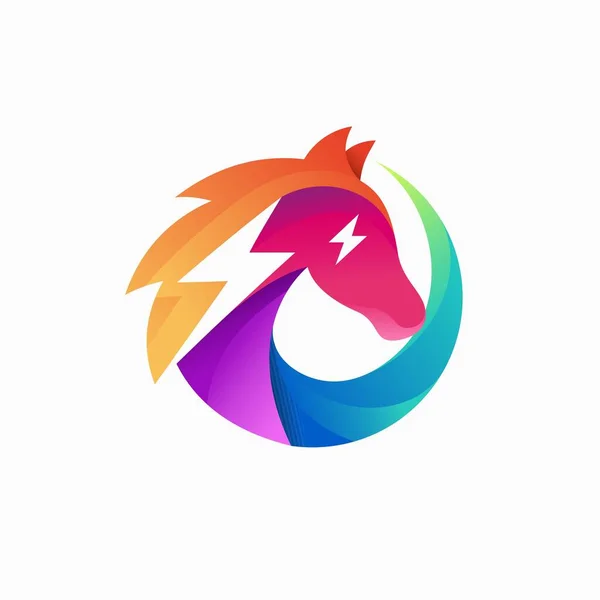 Електричний Логотип Коня Концепцією Градієнтного Кольору — стоковий вектор