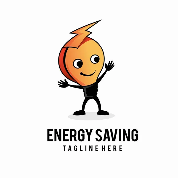Energiesparendes Logo Glühbirnenmaskottchen Logo — Stockvektor