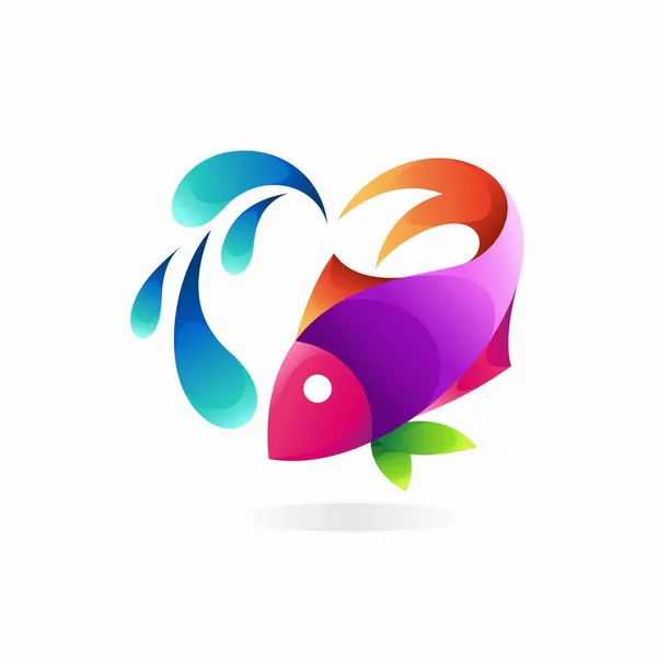 Logo Pescado Con Concepto Color Degradado — Vector de stock