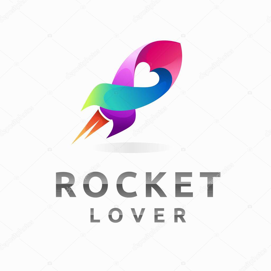 rocket lovers logo with love concept