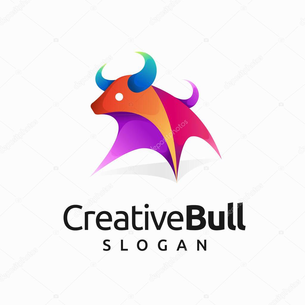 creative bull logo with gradient color concept
