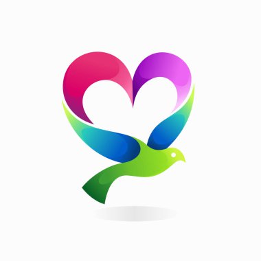 Aşk konseptli uçan kuş logosu