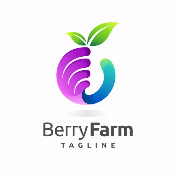 Logo Berry Farm Con Concetto Manuale — Vettoriale Stock