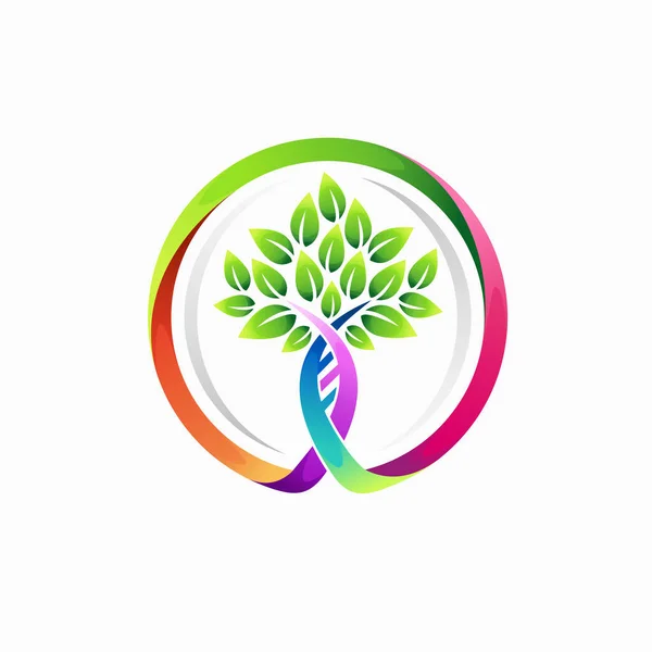 Logotipo Biotecnología Con Concepto Árbol — Vector de stock