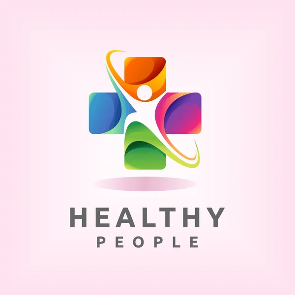Healthy Logo People Concept — Stock Vector