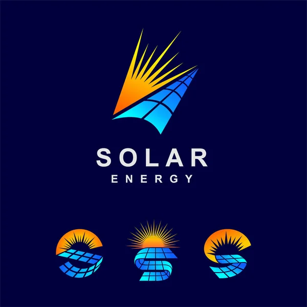 Solar Logo Set Mit Mehrfacher Form — Stockvektor