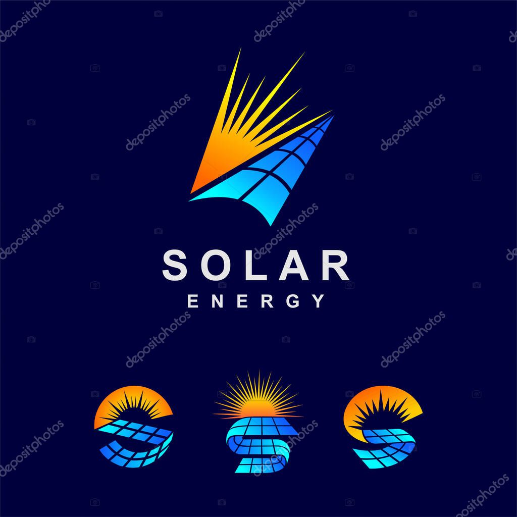 Solar logo set with multiple shape