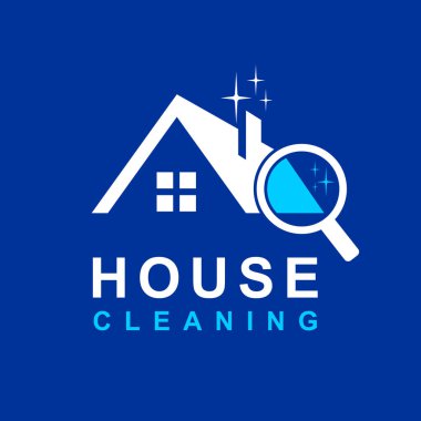 ev temizleme logosu ve büyüteç konsepti