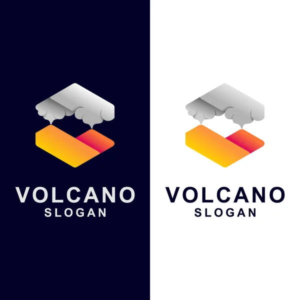 Logo Del Volcán Con Logo Hexágono — Archivo Imágenes Vectoriales