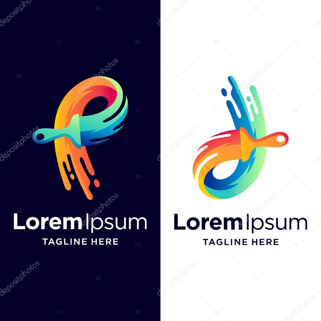 Brush logo with letter P concept