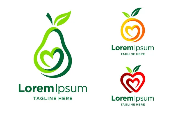 Fruchtliebhaber Logo Mit Liebeskonzept — Stockvektor