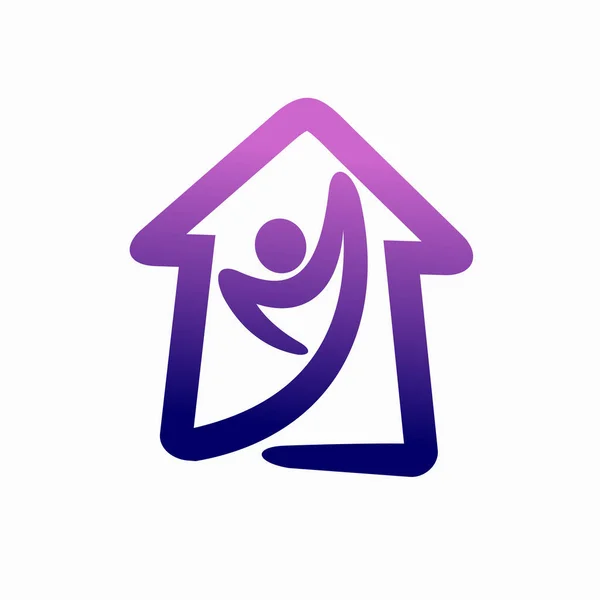 Bleiben Sie Hause Logo Mit Menschen Konzept — Stockvektor