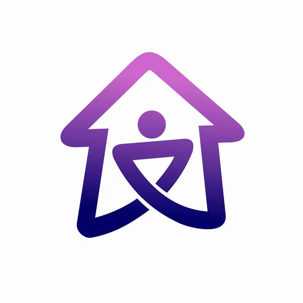 Bleiben Sie Hause Logo Mit Menschlichen Konzept — Stockvektor