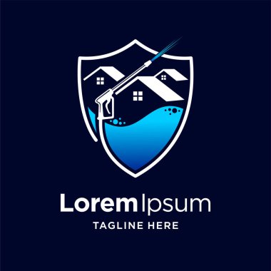 Güç yıkama logosu ve kalkan konsepti