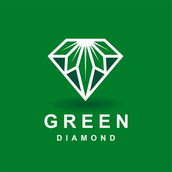 Green Diamond Logo Mit Blattkonzept — Stockvektor