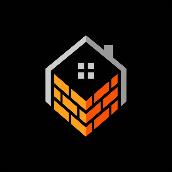 Logo Casa Con Concepto Ladrillo — Vector de stock