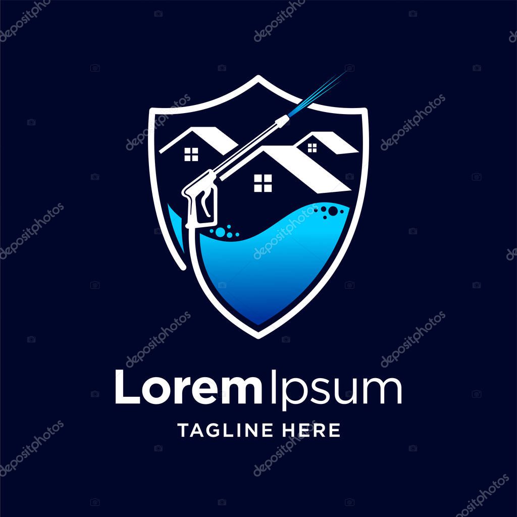 Power wash logo with shield concept
