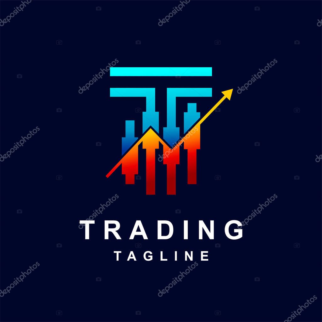 Trading logo with letter T concept