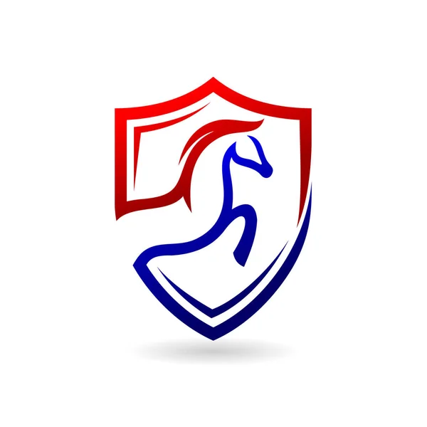 Logo Del Caballo Carreras Con Concepto Escudo — Archivo Imágenes Vectoriales