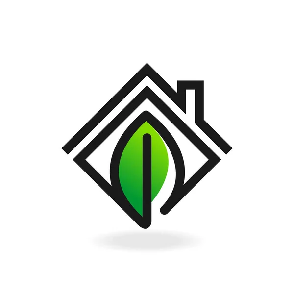 Grünes Haus Logo Mit Einfachem Konzept — Stockvektor