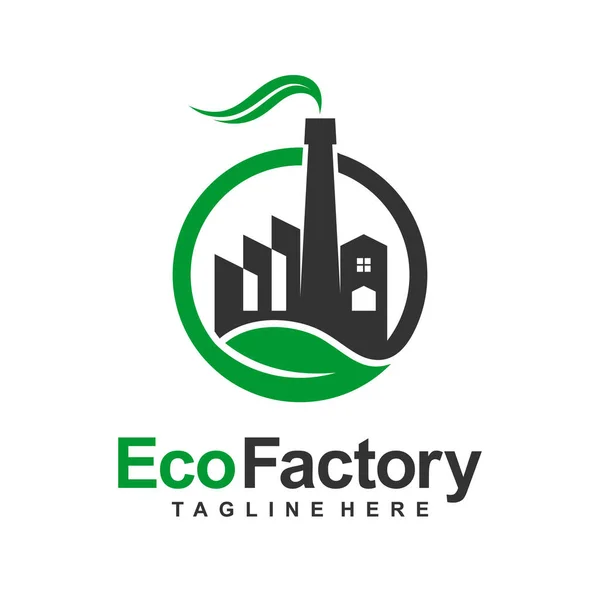 Eco Factory Logo Mit Blattkonzept — Stockvektor