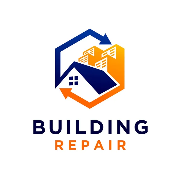 Logotipo Reparação Construção Com Conceito Hexágono — Vetor de Stock