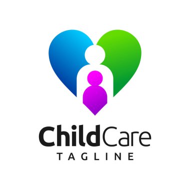 Aşk sembollü çocuk bakımı logosu