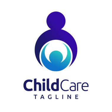 Basit kavramlı çocuk bakım logosu