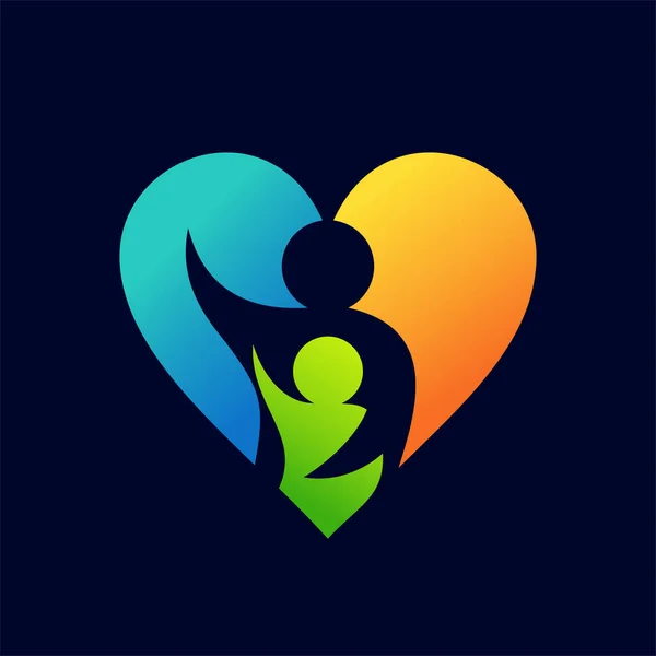 Logo Cuidado Infantil Con Concepto Amor — Archivo Imágenes Vectoriales