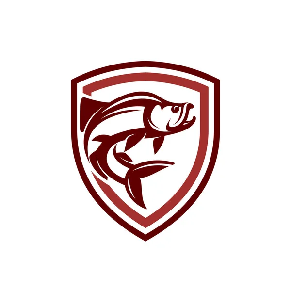Logotipo Del Pez Sockeye Con Concepto Escudo — Archivo Imágenes Vectoriales