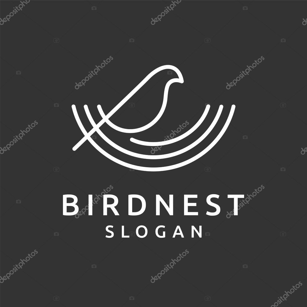 Bird nest logo with line art concept