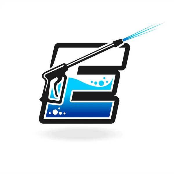 Power Wash Logo Met Letter Concept — Stockvector