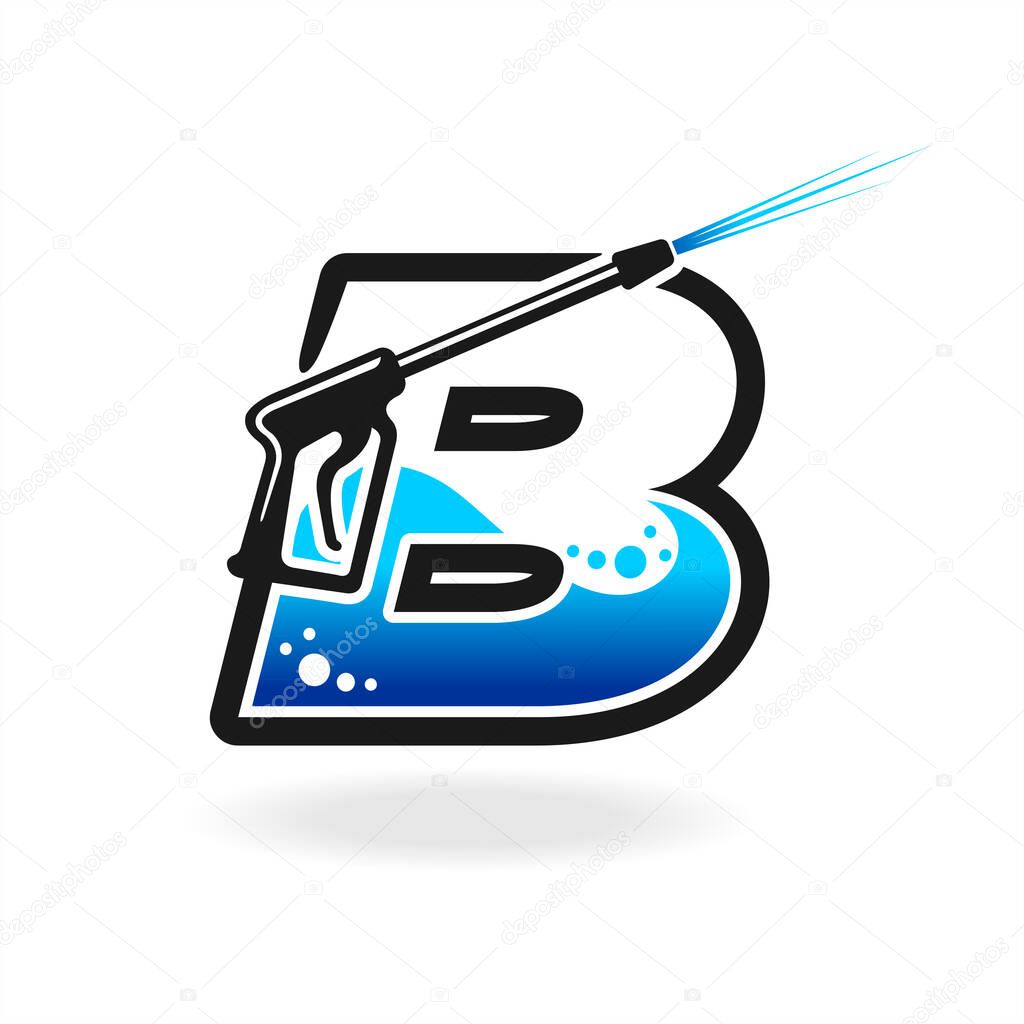 Power wash logo with letter B concept