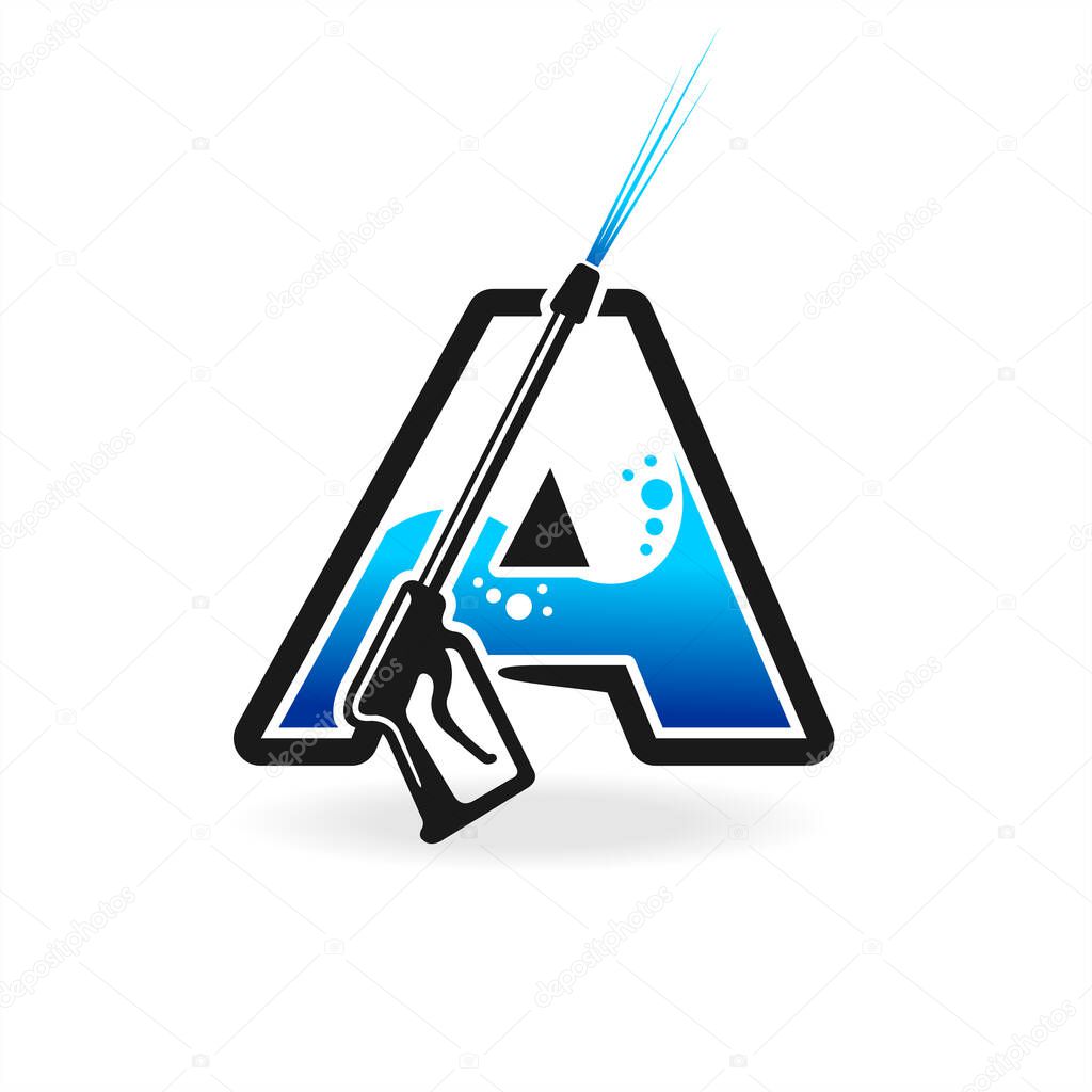 Power wash logo with letter A concept