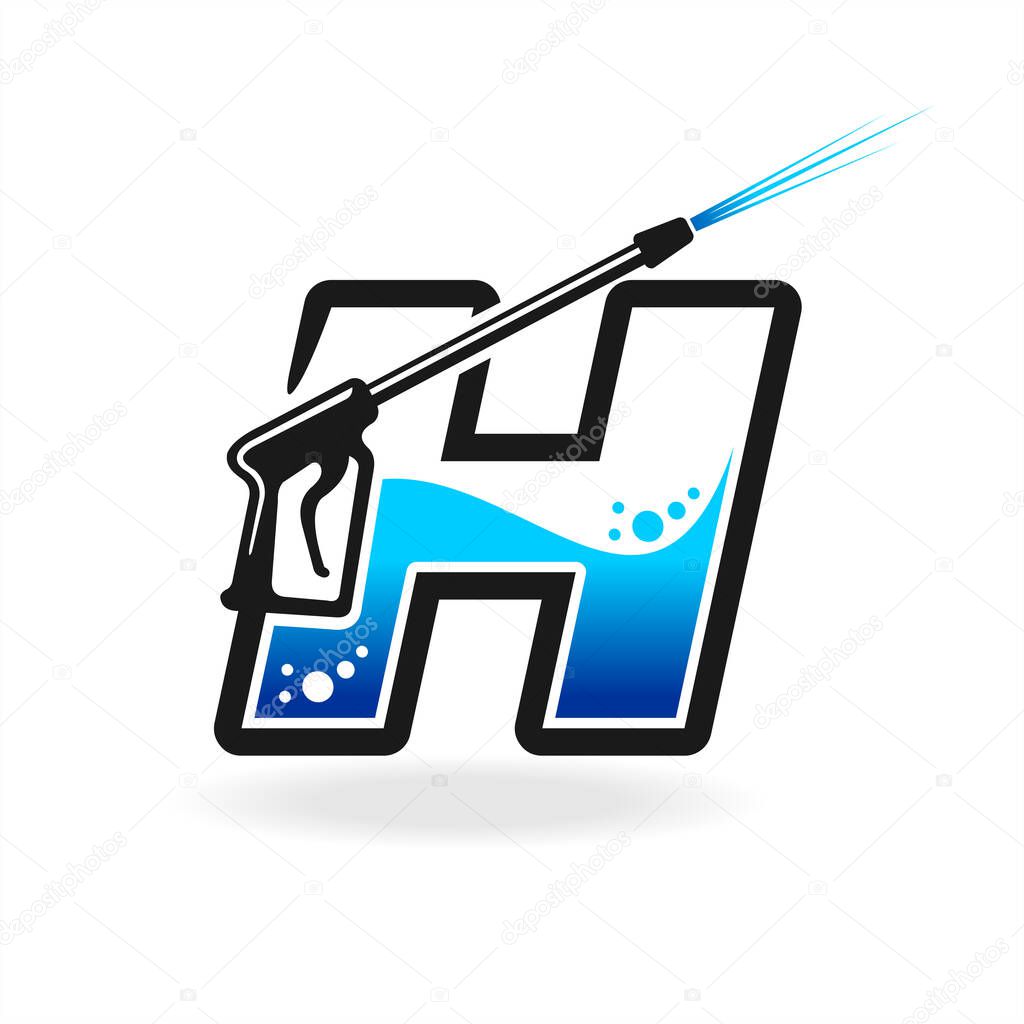 Power wash logo with letter H concept