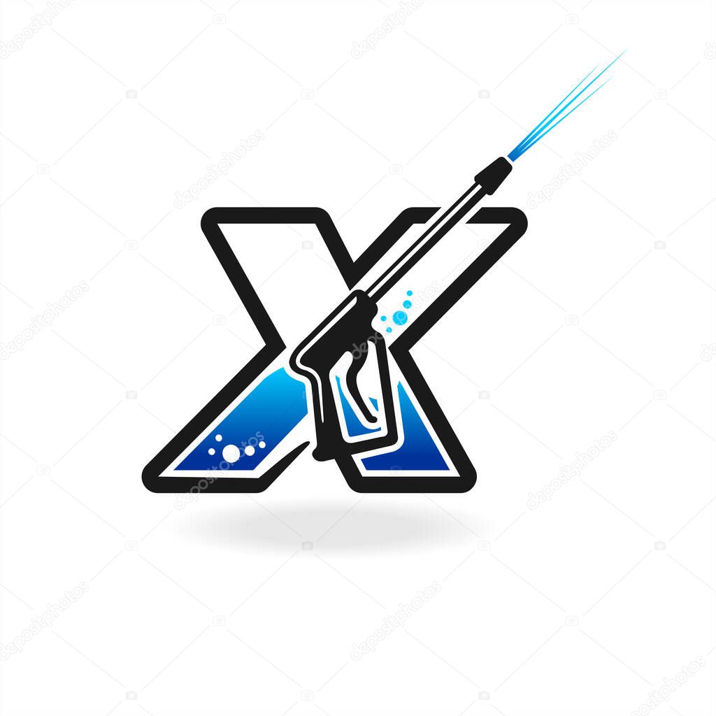 Power wash logo with letter X concept