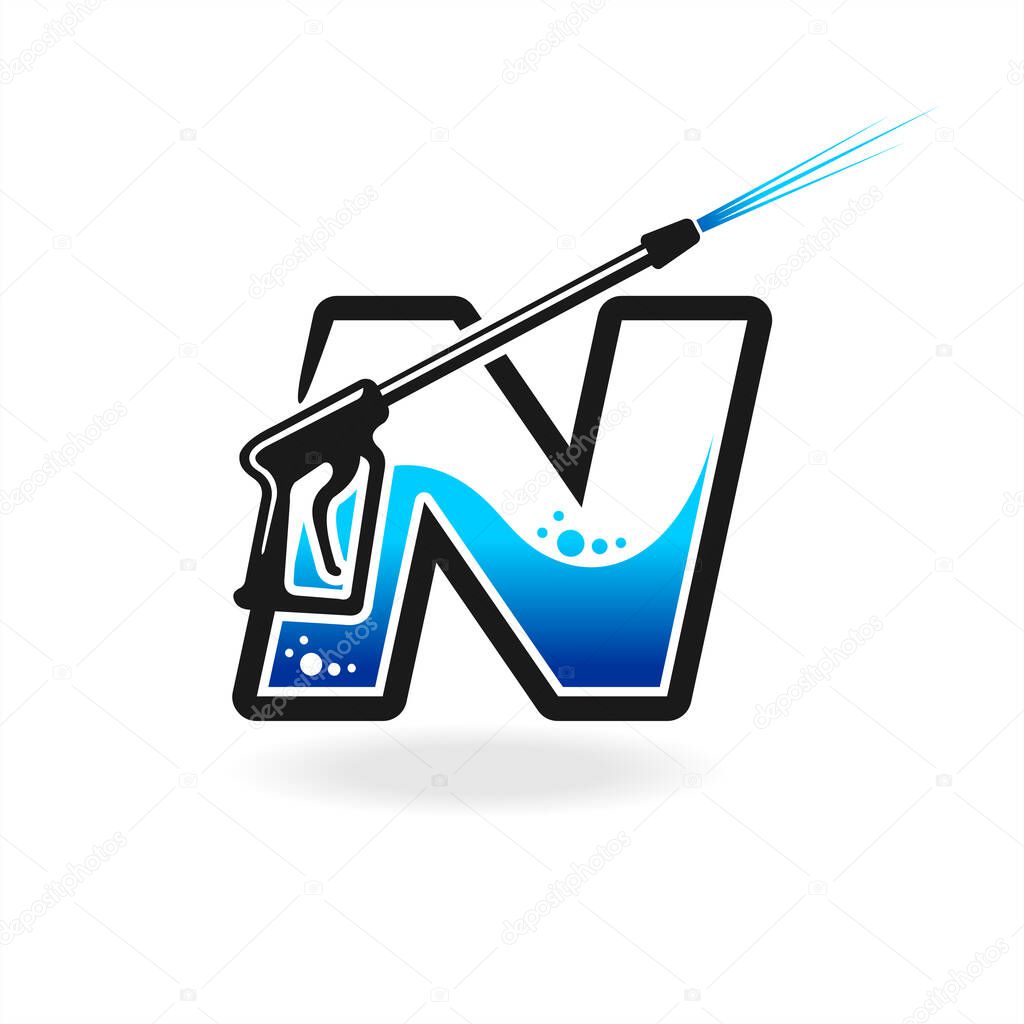 Power wash logo with letter N concept