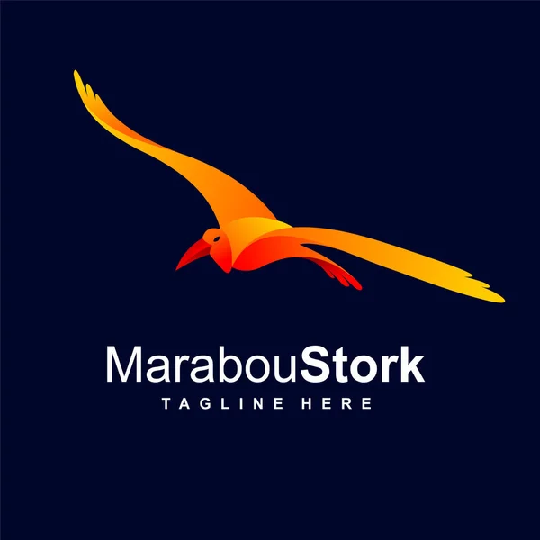Logo Čápa Marabou Barevným Konceptem Gradientu — Stockový vektor