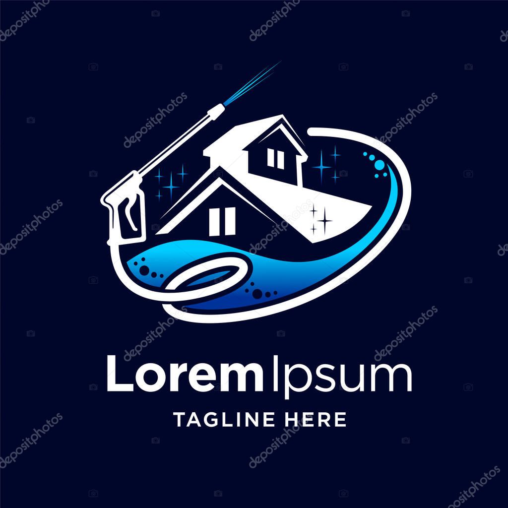 Power wash logo with sparkle concept