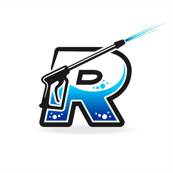 R harfi konseptiyle elektrik yıkama logosu