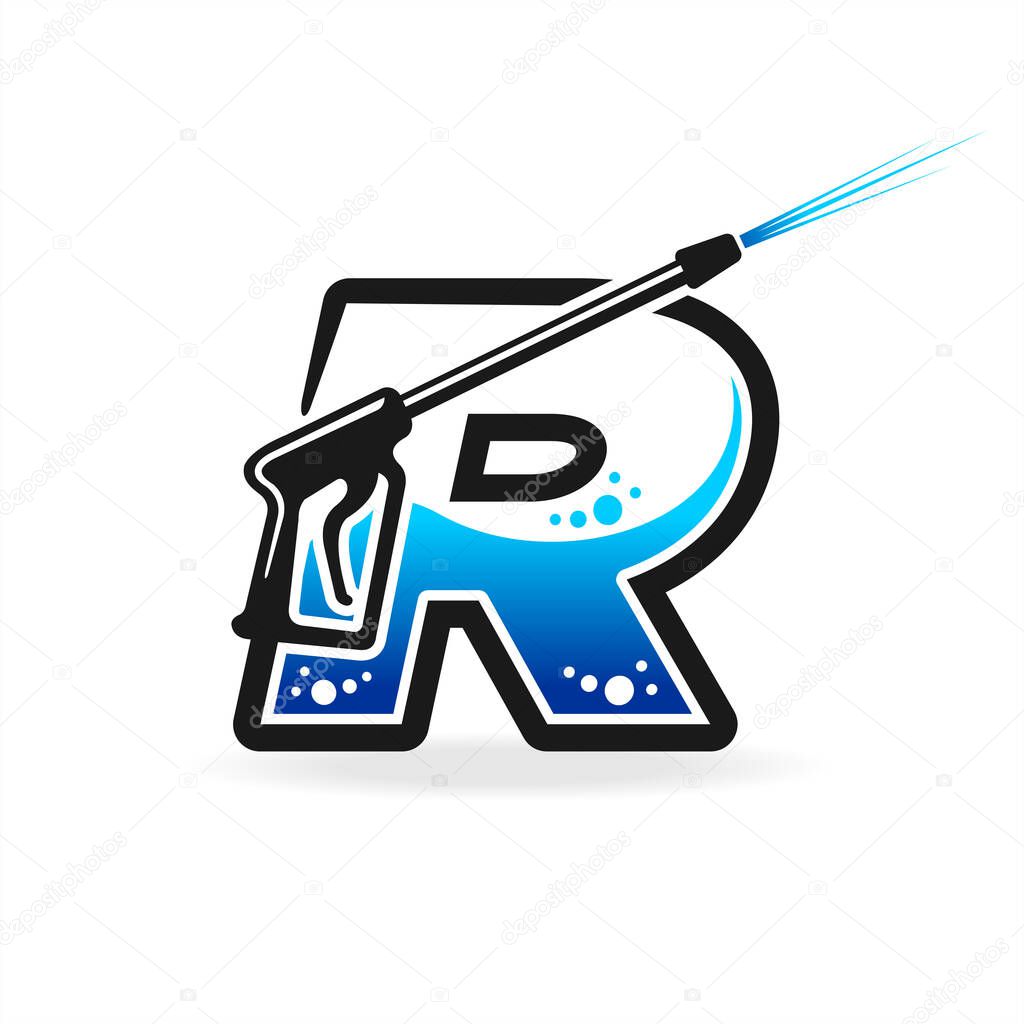 Power wash logo with letter R concept