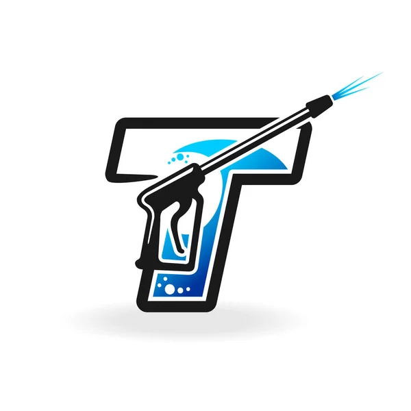 T harfi konseptiyle elektrik yıkama logosu