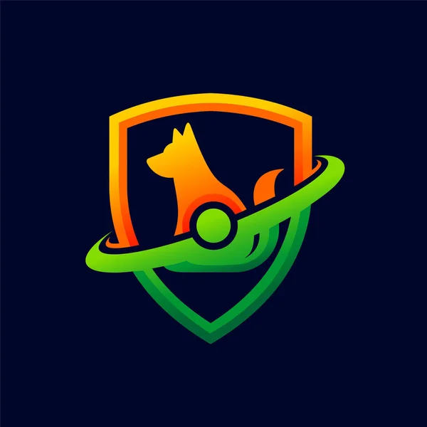 Dog Resistance Logo Shield Concept — Vector de stock