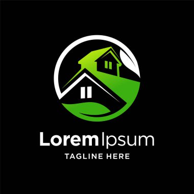 Yaprak konseptli ahşap ev logosu