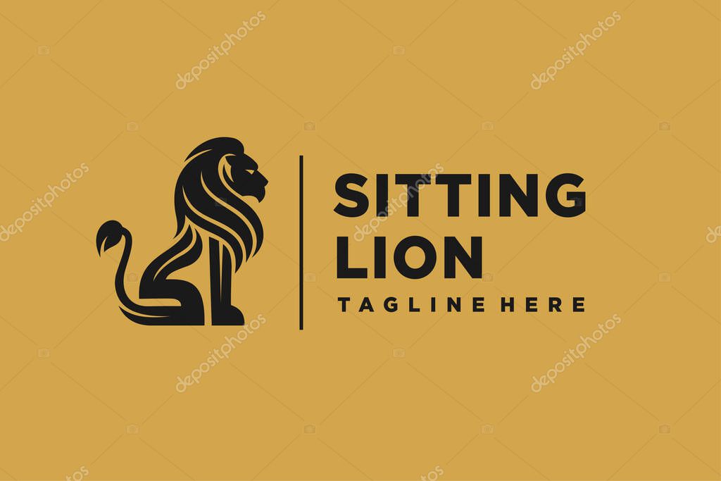 Sitting lion logo with letter S and letter L concept