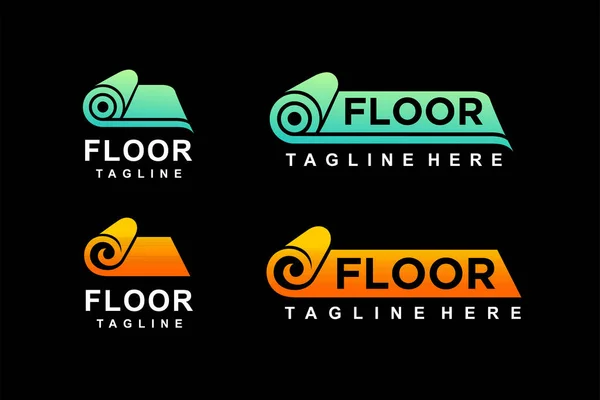 Carpet Roll Logo Floor Lettering Concept — Stock Vector