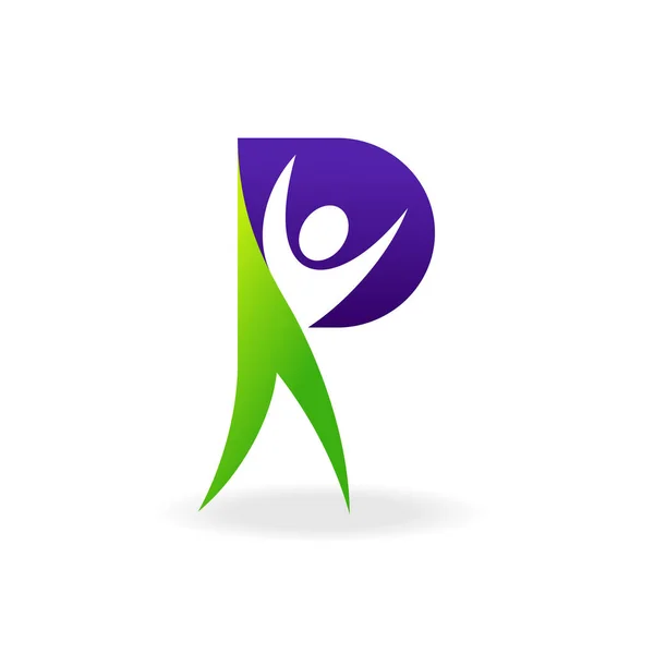 Logotipo Gente Con Letra Concepto — Vector de stock